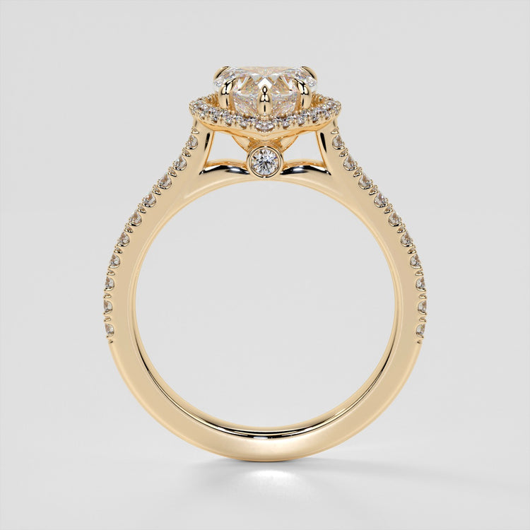 Heart Cut Halo Engagement Ring With Accents