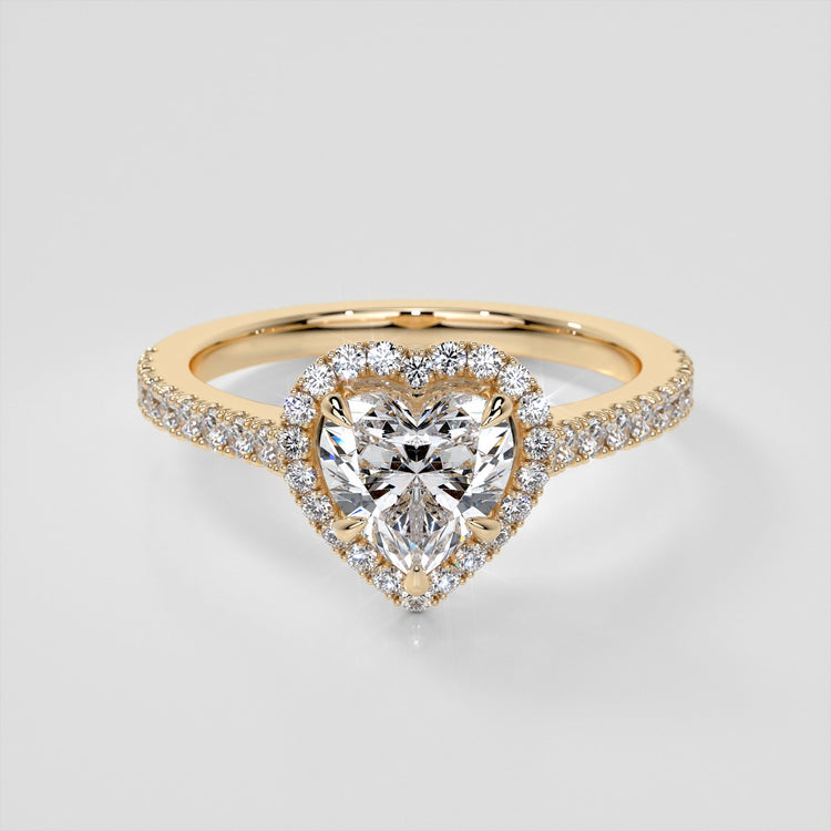 Heart Cut Pavé Style Halo Wedding Set With Accents