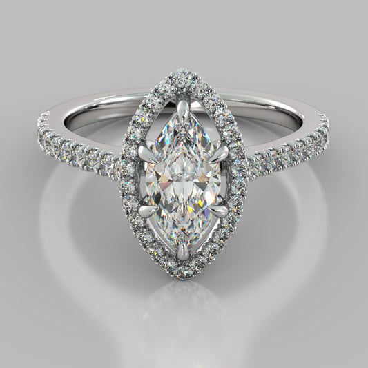 Marquise Cut Engagement Ring With Pavé Halo