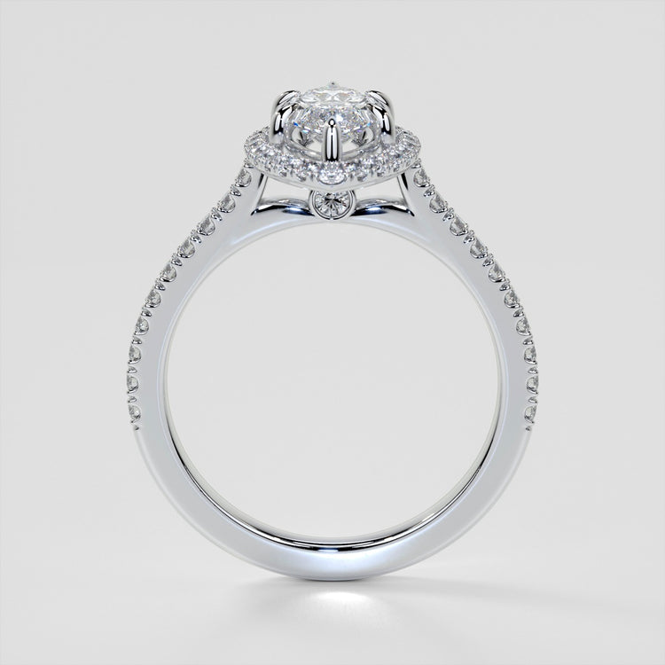 Marquise Cut Wedding Set With Pavé Halo