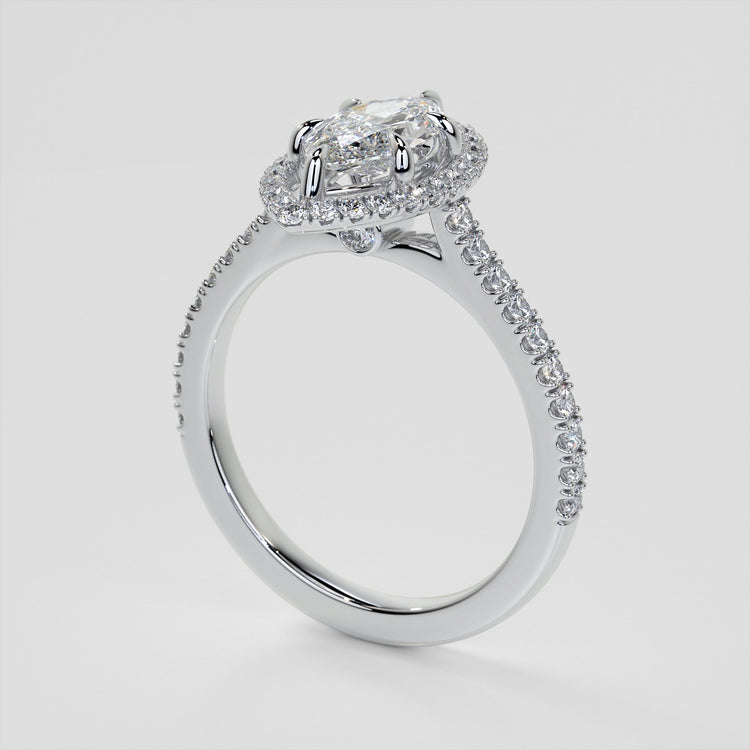 Marquise Cut Wedding Set With Pavé Halo