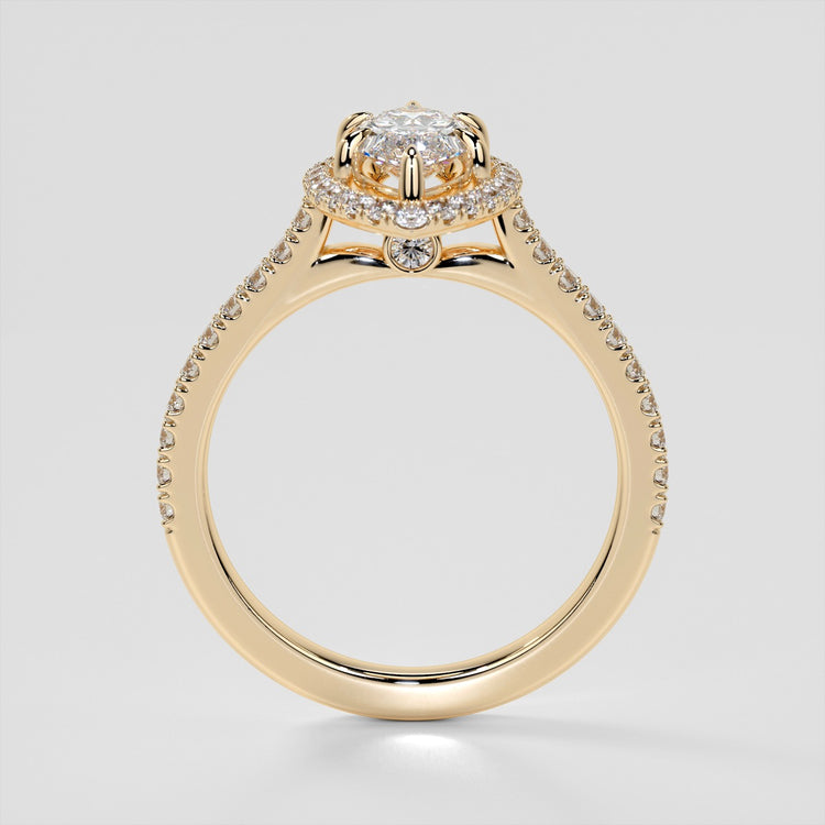 Marquise Cut Wedding Set With Pavé Halo