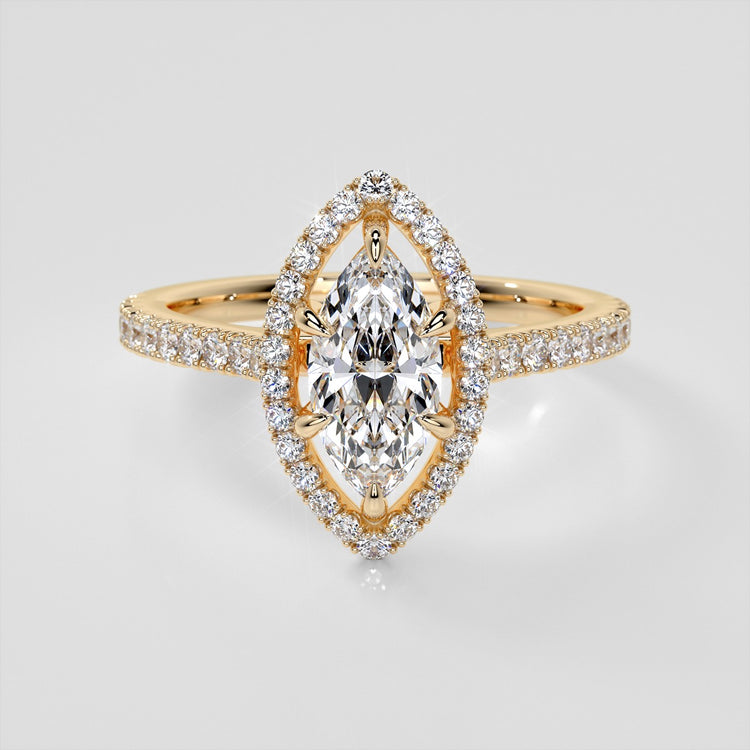 Marquise Cut Engagement Ring With Pavé Halo