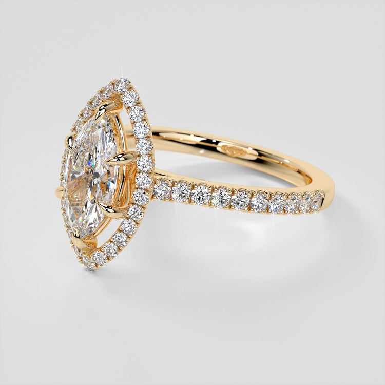 Marquise Cut Engagement Ring With Pavé Halo