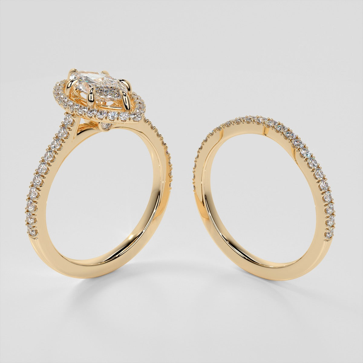 Lab grown Diamond Marquise Cut Engagement Ring With Pavé Halo