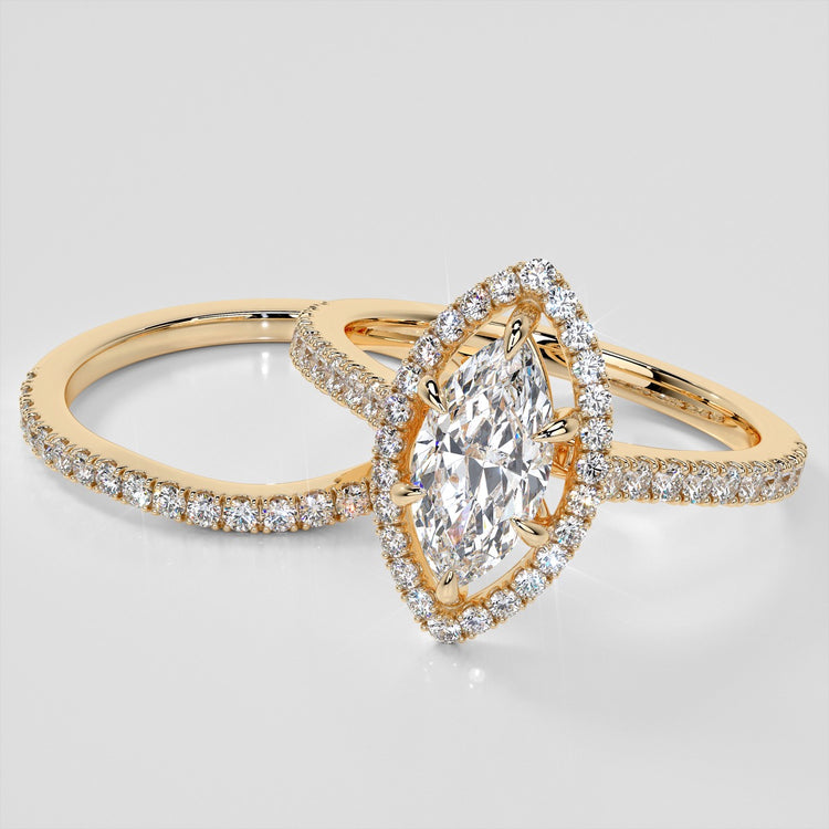 Marquise Cut Engagement Ring With Pavé Halo