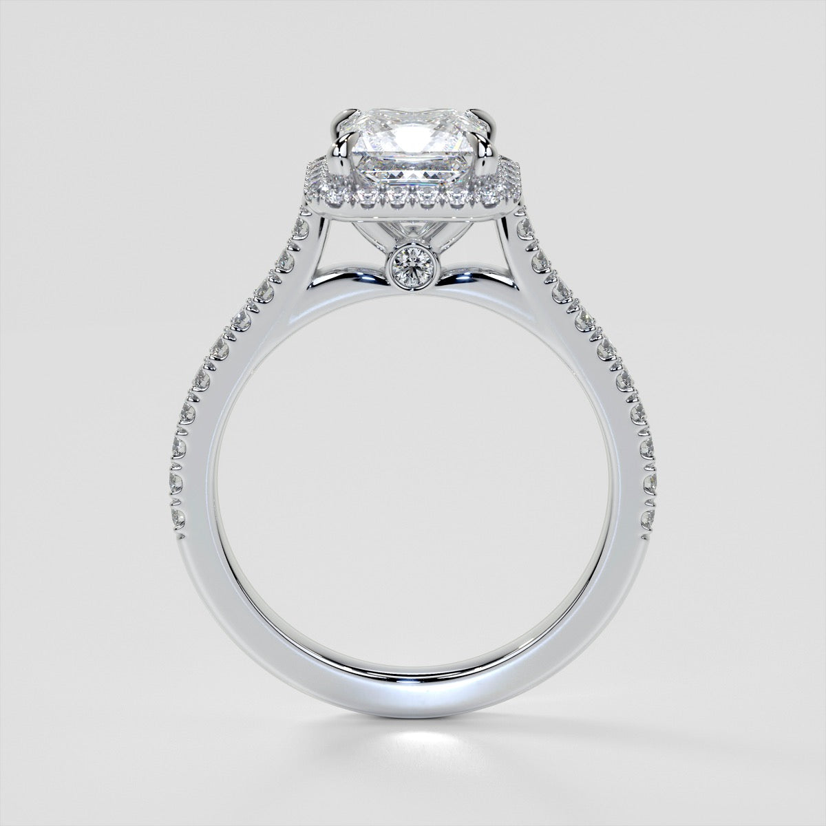 Princess Cut Halo Wedding Set With Accents