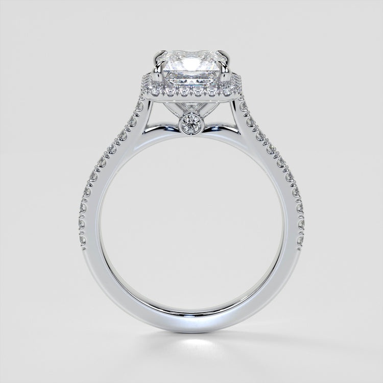 Princess Cut Halo Style Trio Wedding Set With Accents