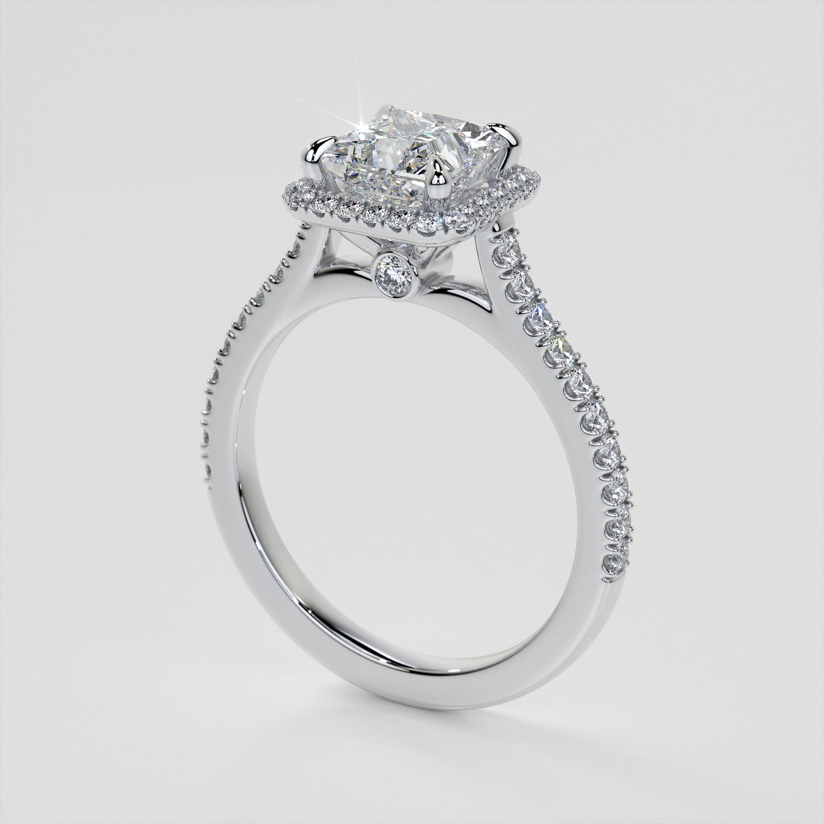 Lab Grown Diamond Princess Cut Halo Engagement Ring