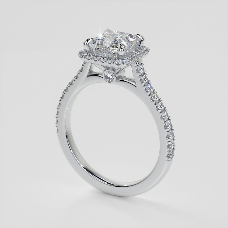 Princess Cut Halo Style Trio Wedding Set With Accents