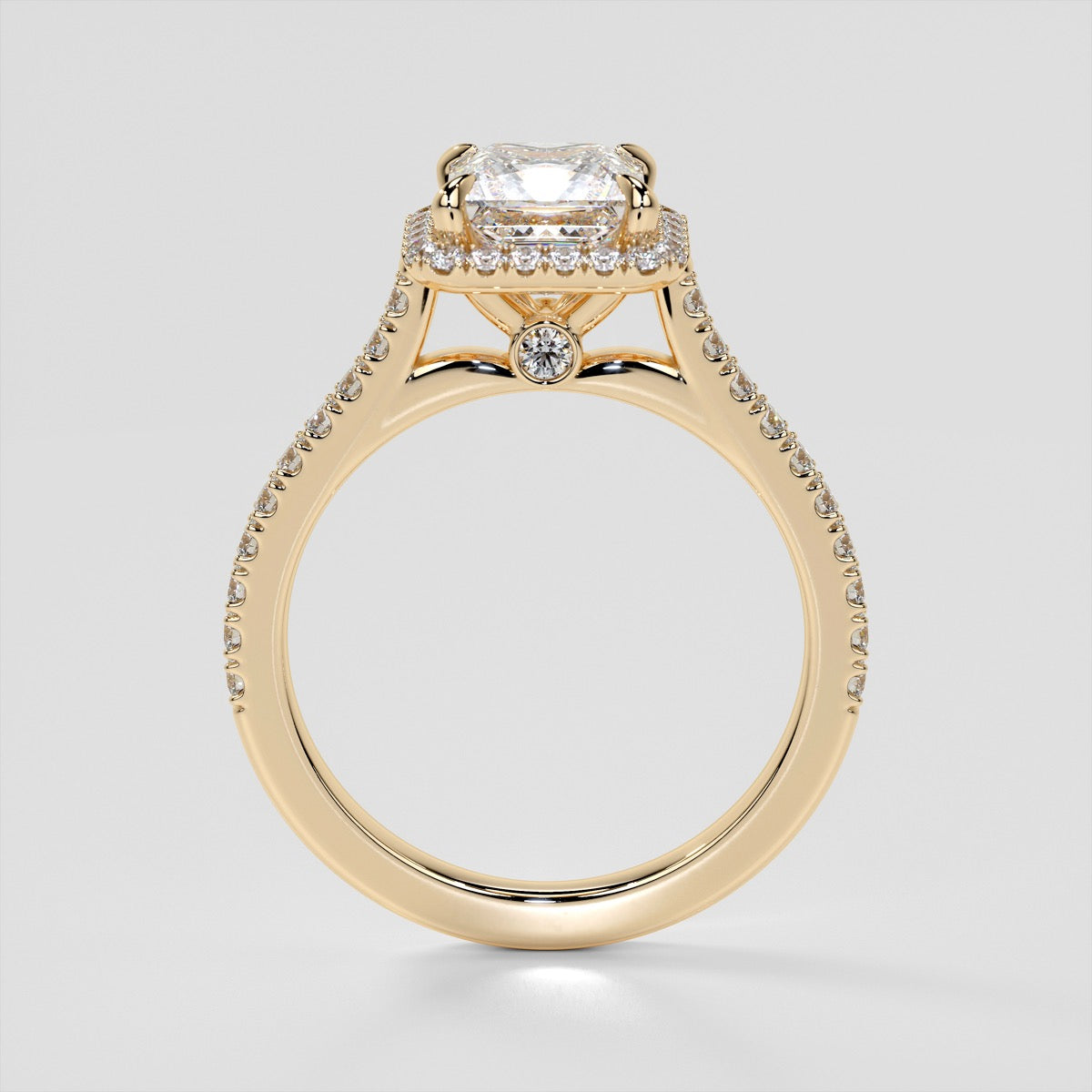 Princess Cut Halo Wedding Set With Accents