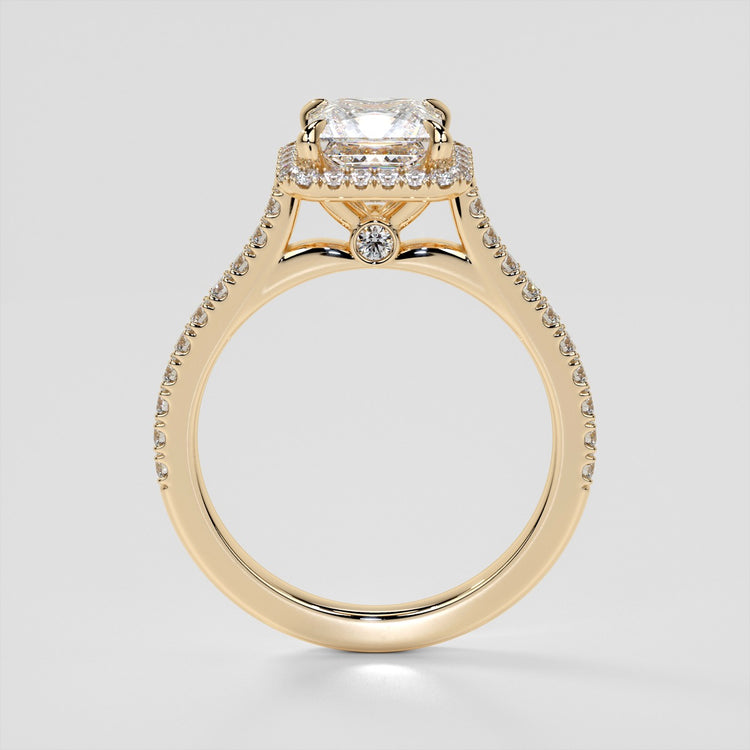 Princess Cut Halo Style Trio Wedding Set With Accents