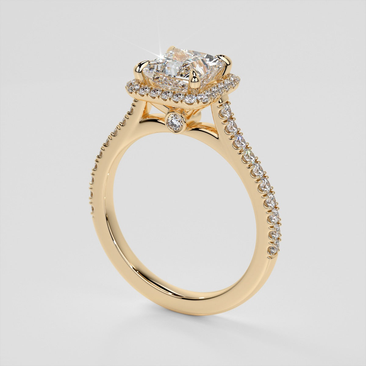 Princess Cut Halo Wedding Set With Accents