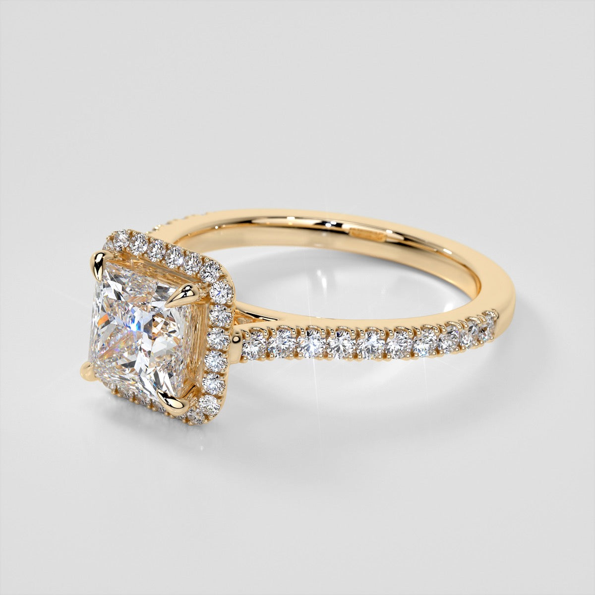 Lab Grown Diamond Princess Cut Halo Engagement Ring