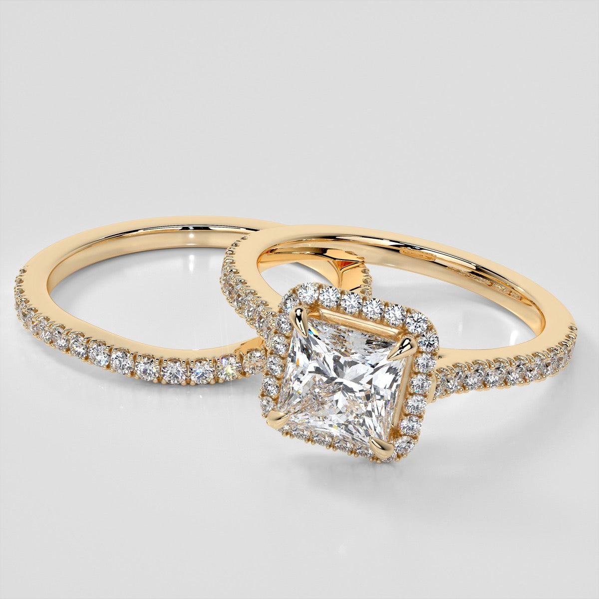 Lab Grown Diamond Princess Cut Halo Engagement Ring