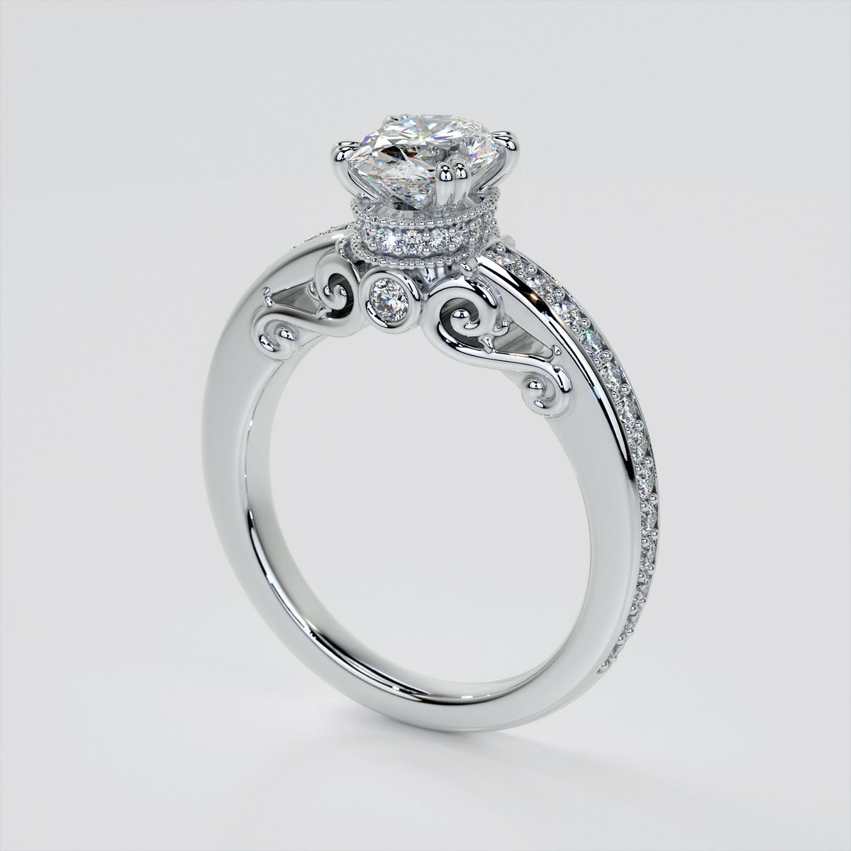 1.5Ct Oval Cut Lab Grown Diamond VVS Clarity | F-Color Engagement Ring in 18K White Gold
