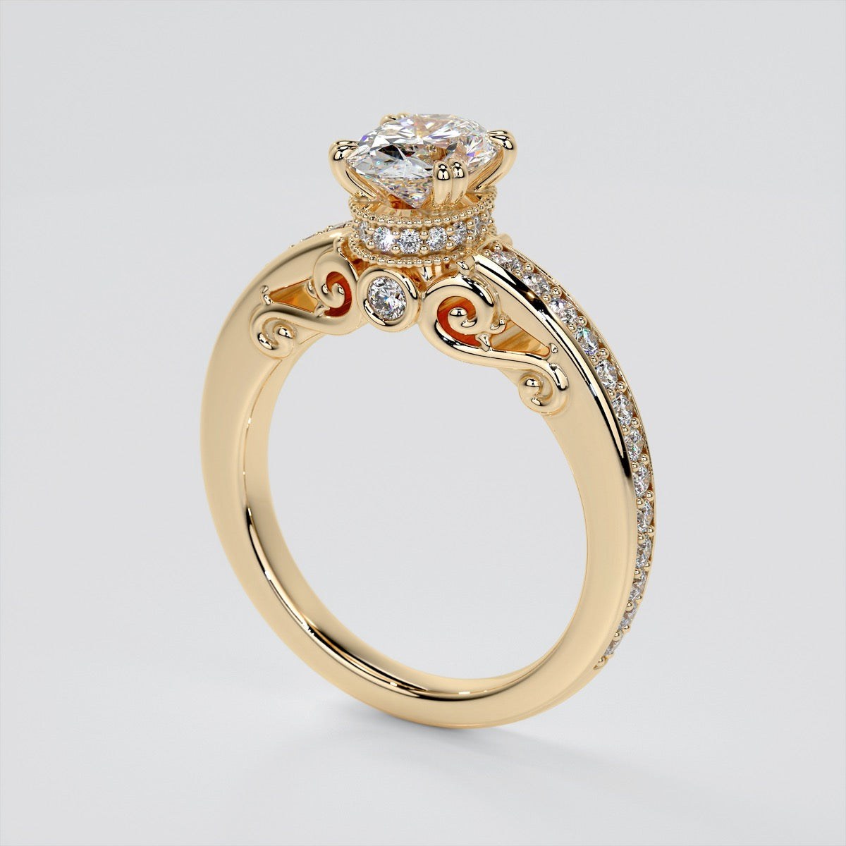 1.5Ct Oval Cut Lab Grown Diamond VVS Clarity | F-Color Engagement Ring in 18K White Gold