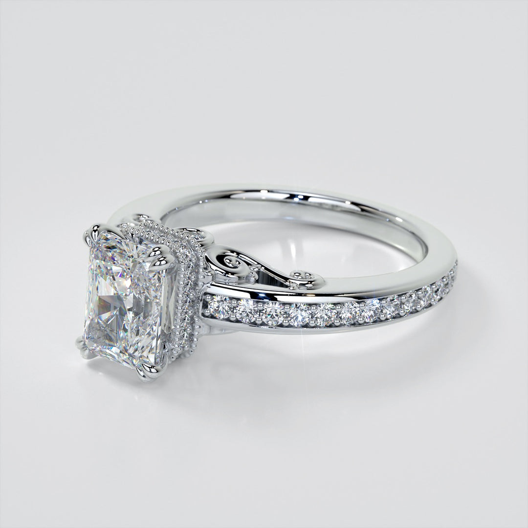 1.5Ct Radiant Cut Lab Grown Diamond VVS Clarity | F-Color Engagement Ring in 18K White Gold