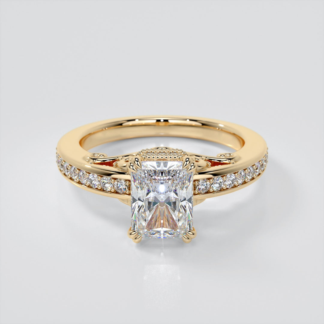 1.5Ct Radiant Cut Lab Grown Diamond VVS Clarity | F-Color Engagement Ring in 18K White Gold