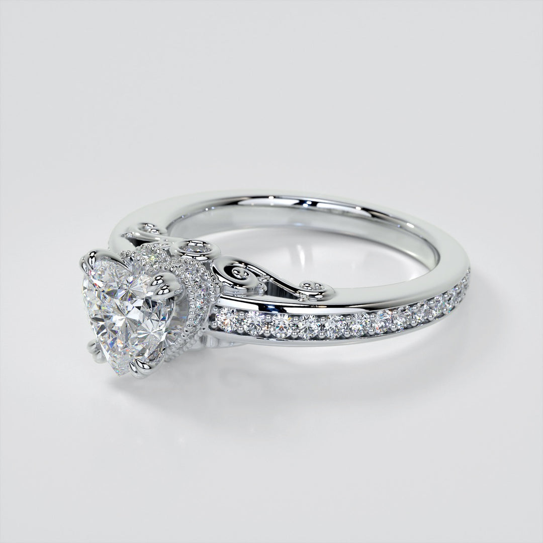 1.5Ct Heat Cut Lab Grown Diamond VVS Clarity | F-Color Engagement Ring in 18K White Gold