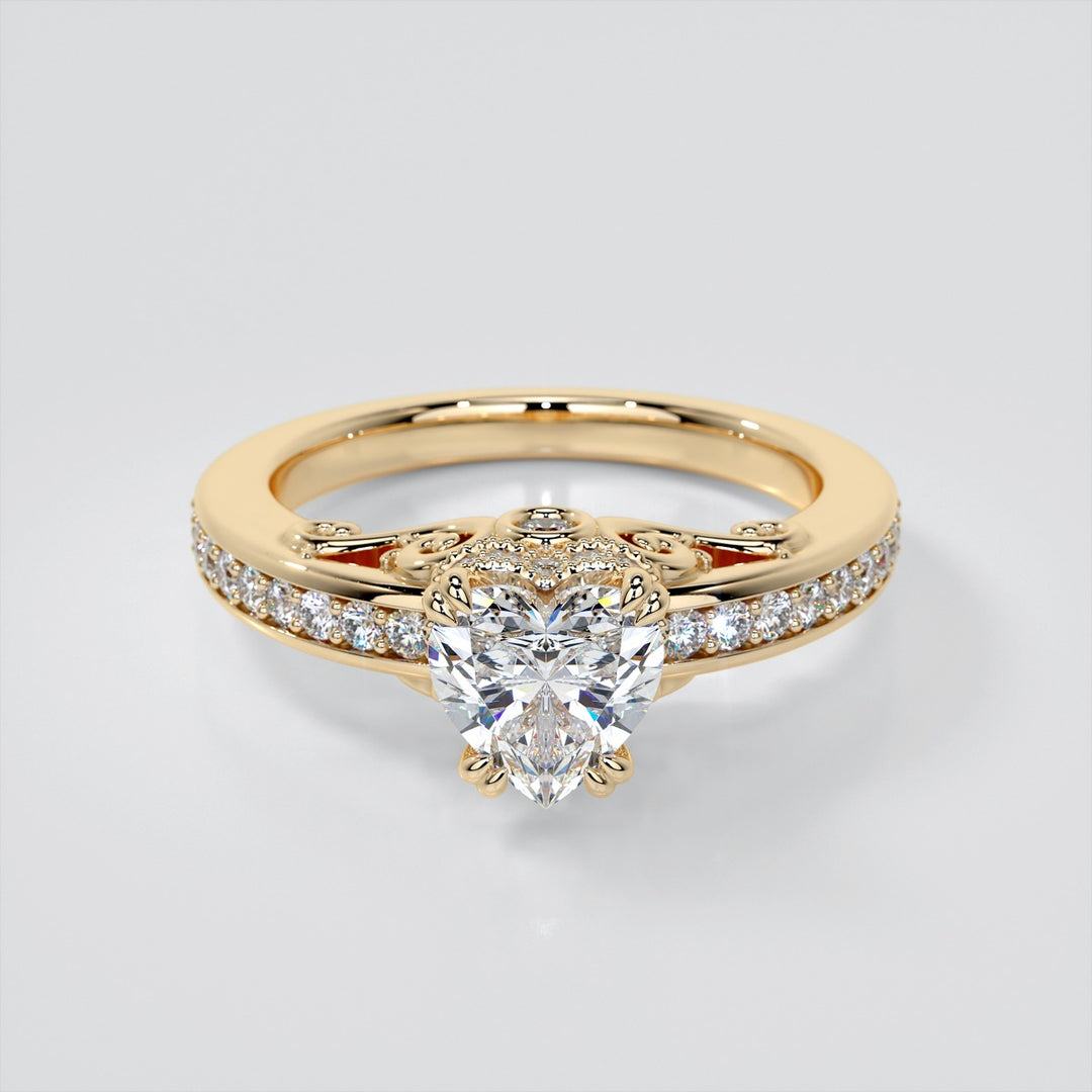 1.5Ct Heat Cut Lab Grown Diamond VVS Clarity | F-Color Engagement Ring in 18K White Gold