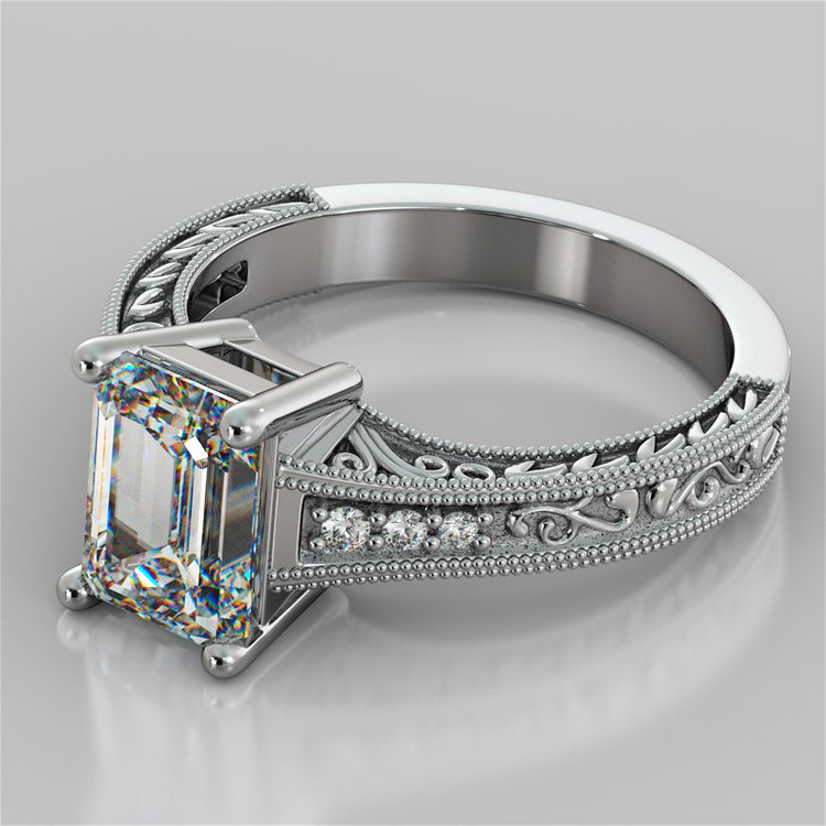 Emerald Cut Trio Wedding Set With 2 Matching Wedding Bands