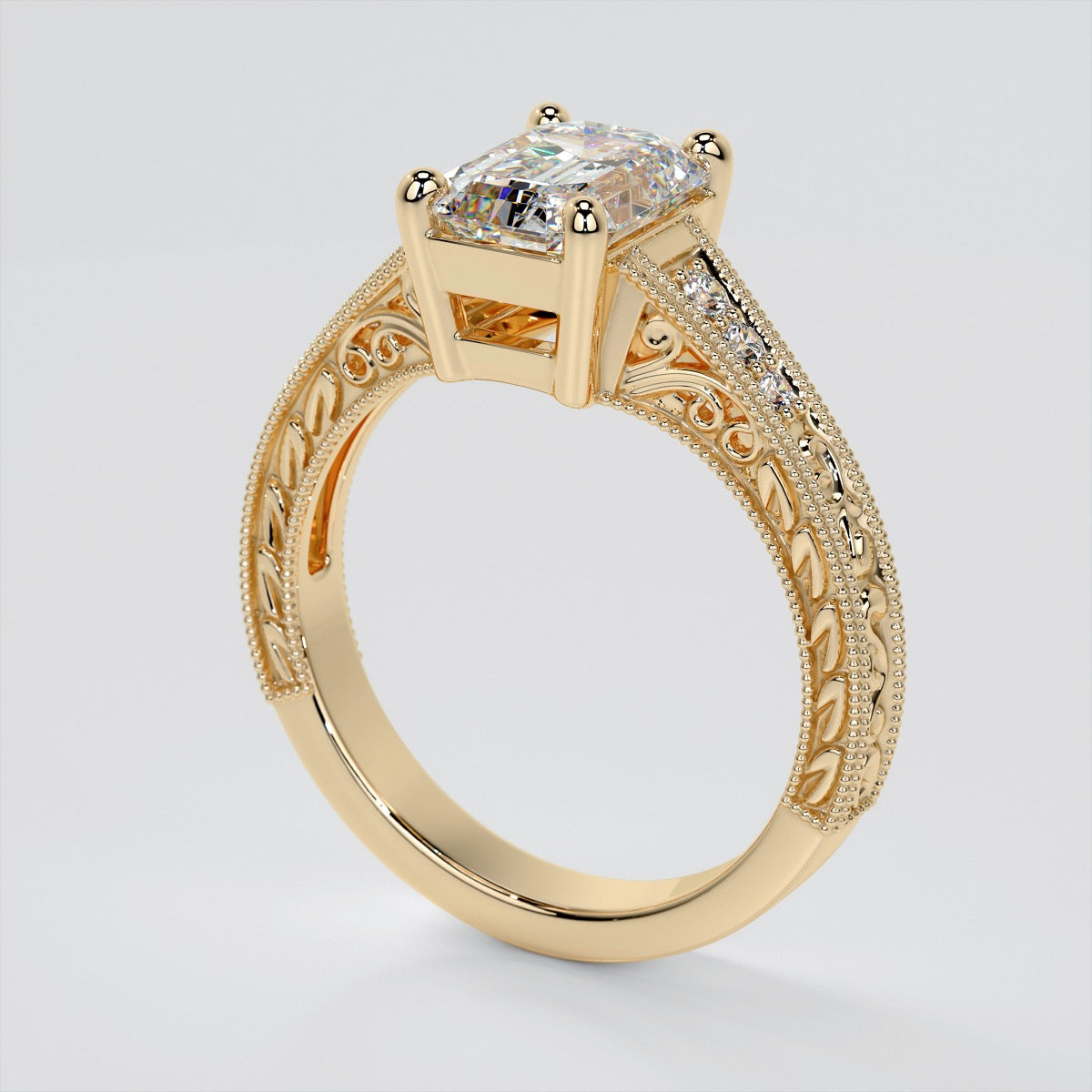 Emerald Cut Trio Wedding Set With 2 Matching Wedding Bands