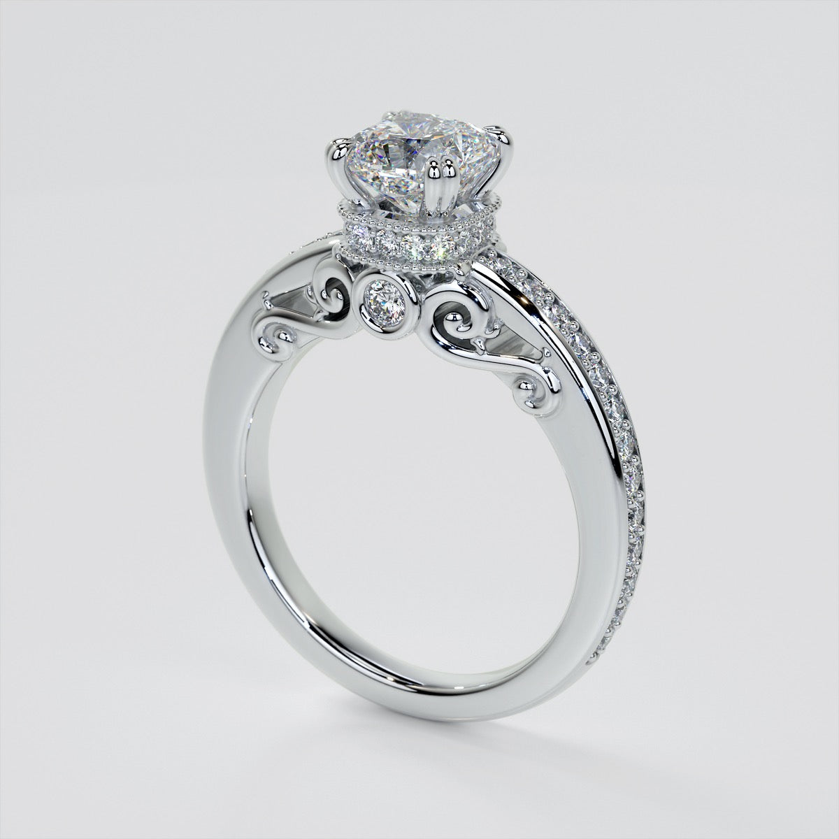 1.5Ct Cushion Cut Lab Grown Diamond VVS Clarity | F-Color Engagement Ring in 18K White Gold