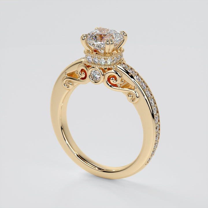 1.5Ct Cushion Cut Lab Grown Diamond VVS Clarity | F-Color Engagement Ring in 18K White Gold