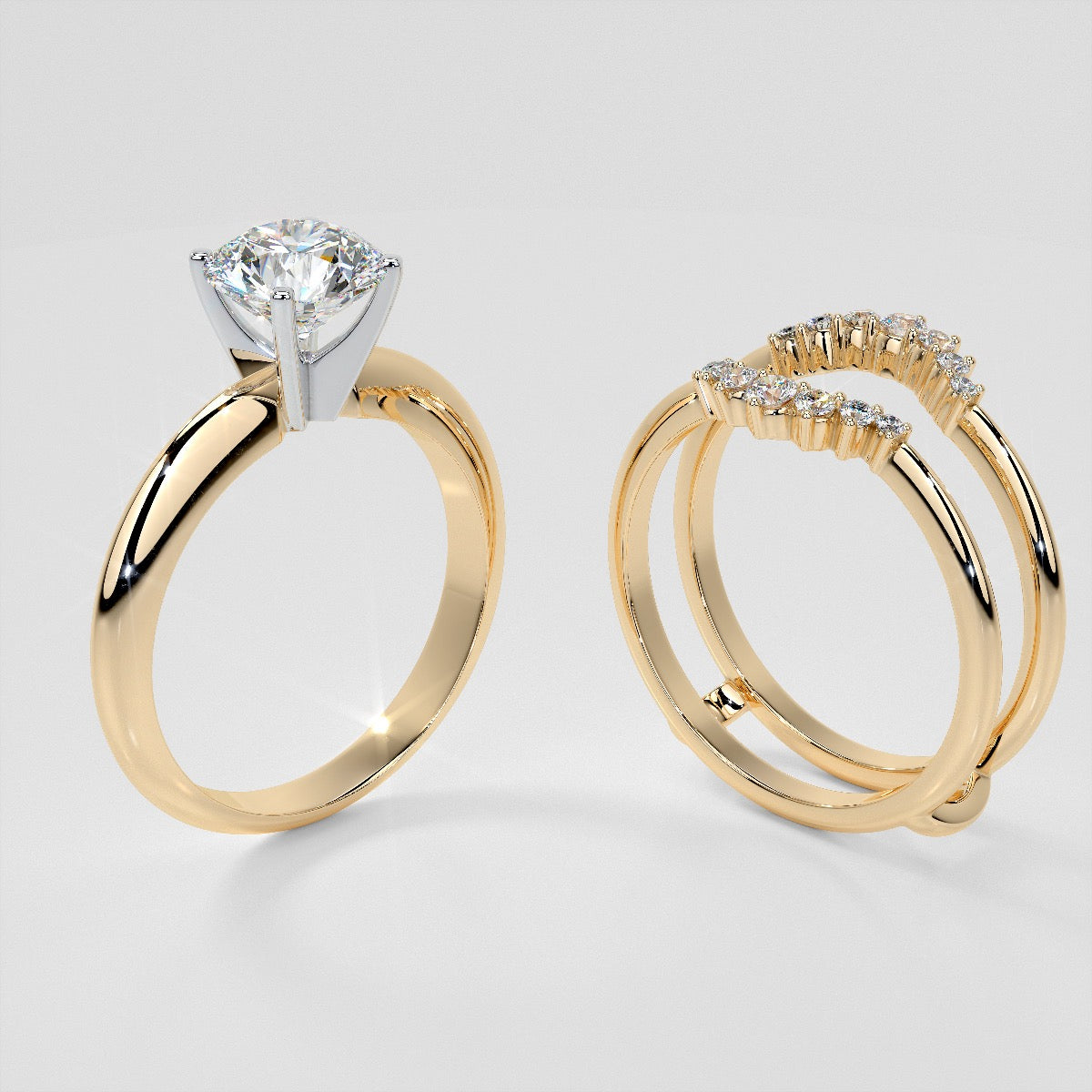 ¼ CTW Round Lab Grown Diamond Enhancer Ring Guard Wedding Band