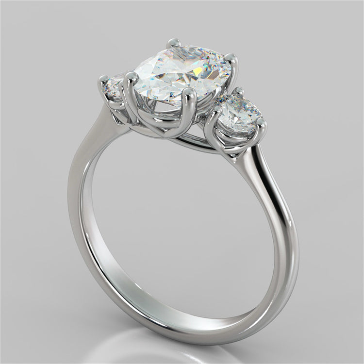 Lab Grown Diamond Oval Cut Three-Stone Engagement Ring