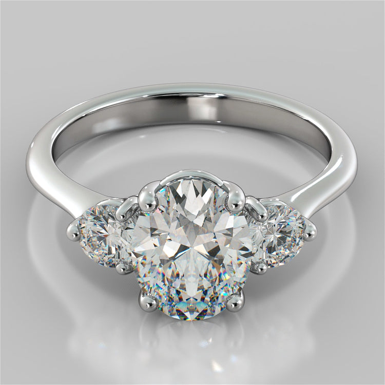 Lab Grown Diamond Oval Cut Three-Stone Engagement Ring