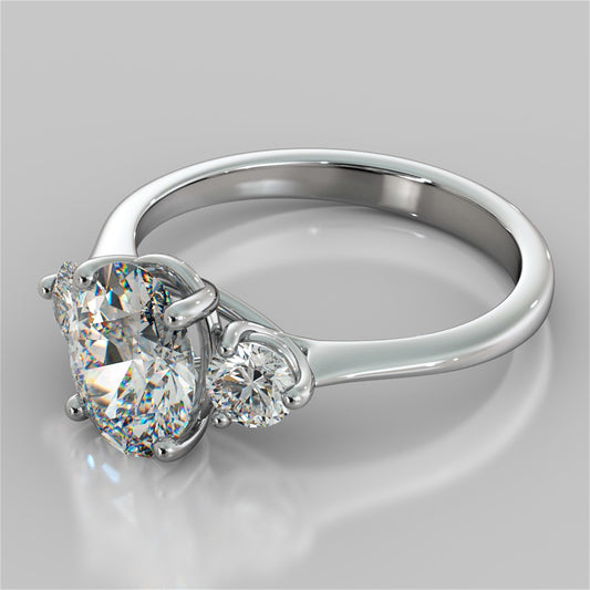 Lab Grown Diamond Oval Cut Three-Stone Engagement Ring