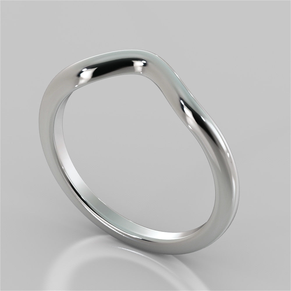 Contoured Wedding Band For Three-Stone Ring