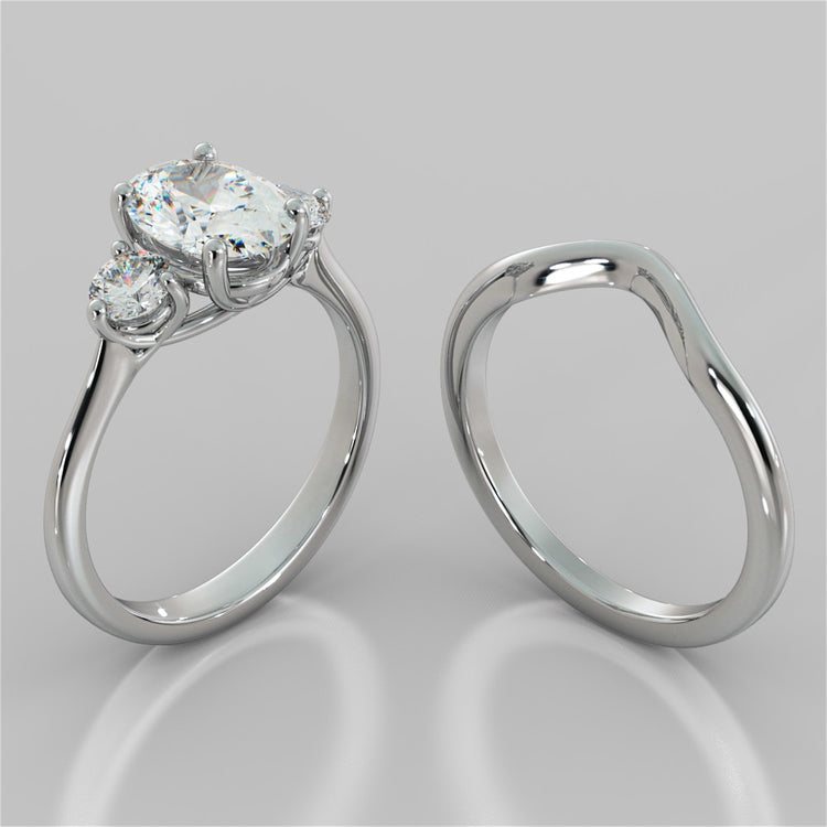 Oval Cut Three-Stone Wedding Set