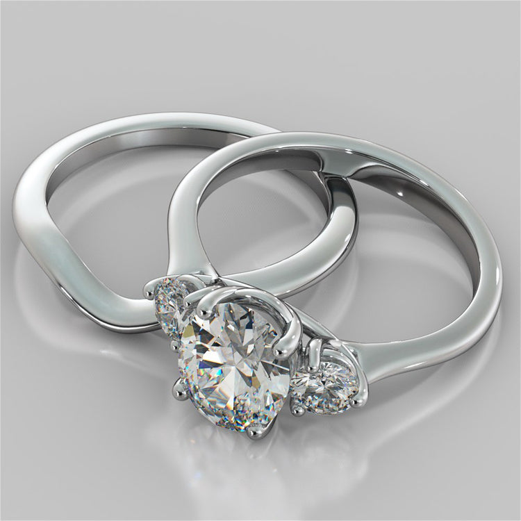 Oval Cut Three-Stone Wedding Set