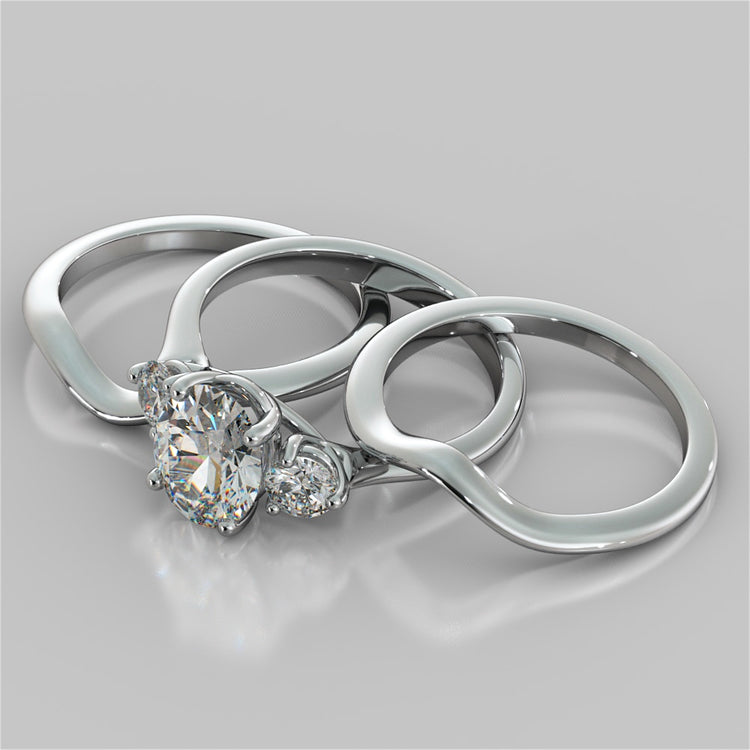 Oval Cut Three-Stone Wedding Set