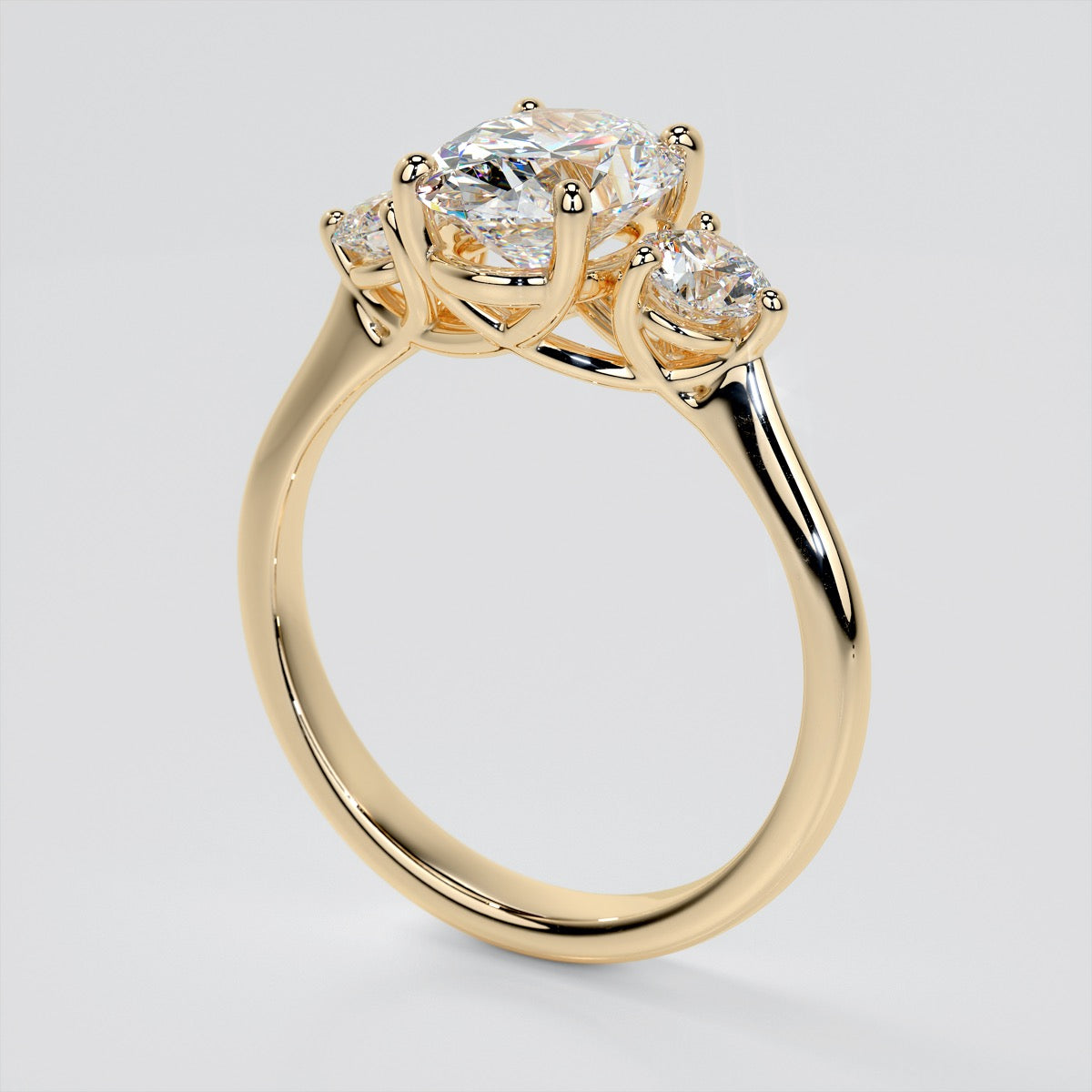 Oval Cut Three-Stone Trio Wedding Set