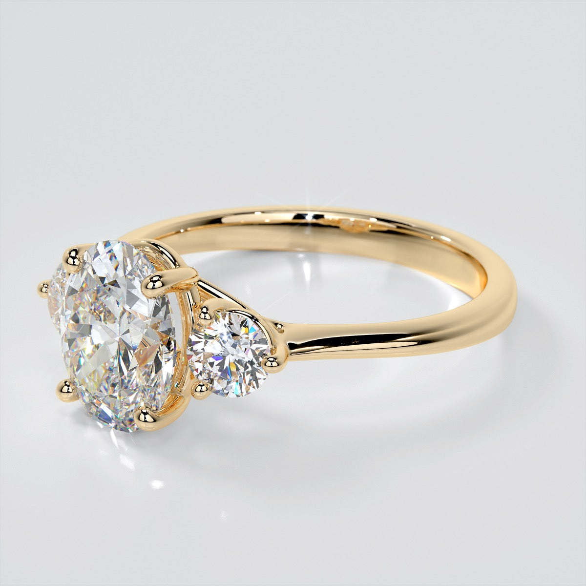 2.0Ct Oval Cut Lab Grown Diamond Three-Stone Engagement Ring