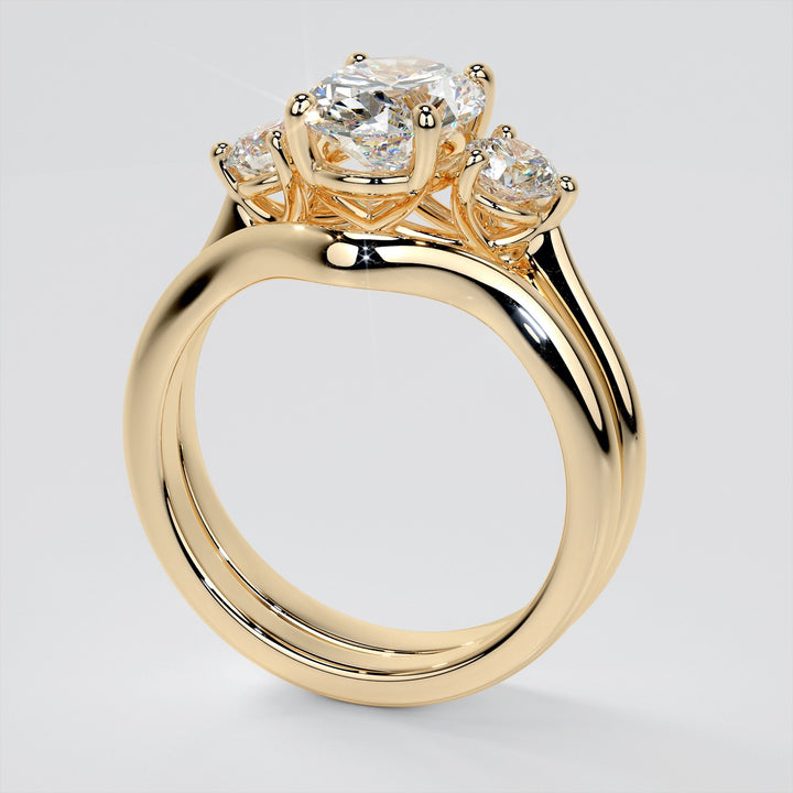Oval Cut Three-Stone Wedding Set