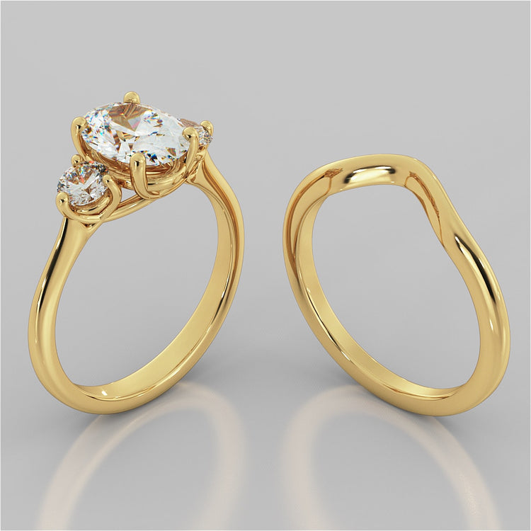 Oval Cut Three-Stone Wedding Set