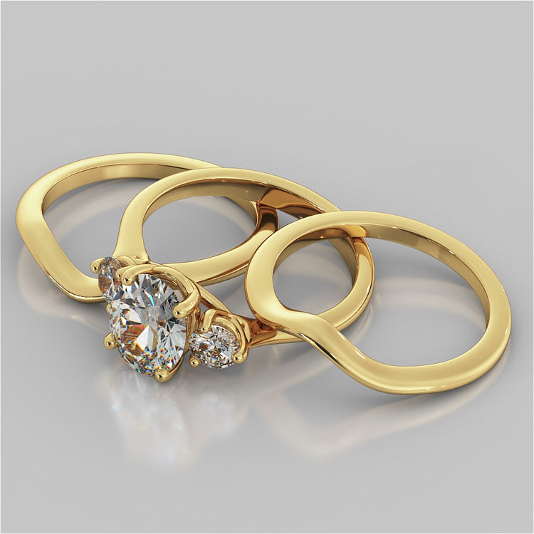 Oval Cut Three-Stone Wedding Set