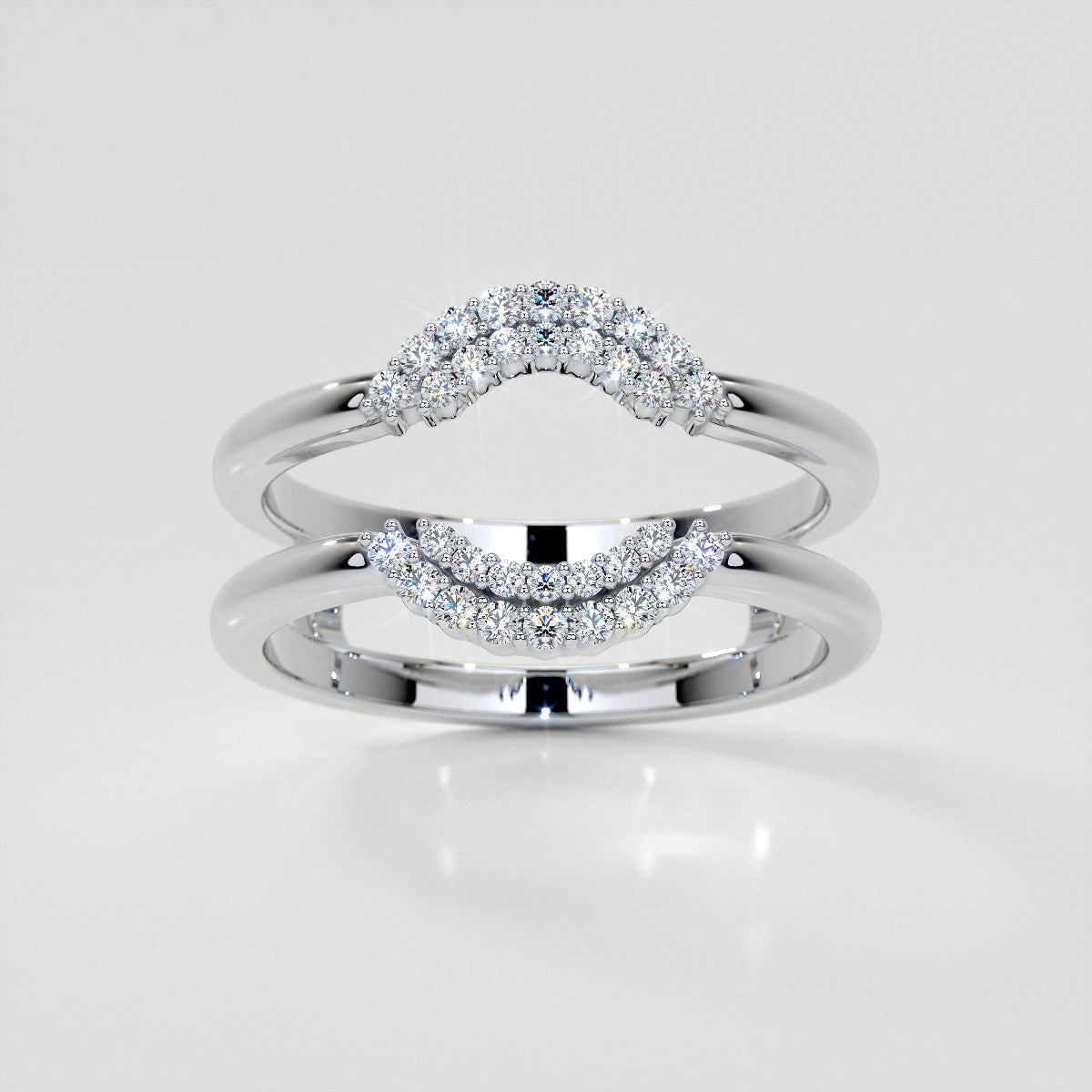 1/5 CTW Lab Grown Diamond Crescent Nesting Ring Guard Enhancer Wedding Band