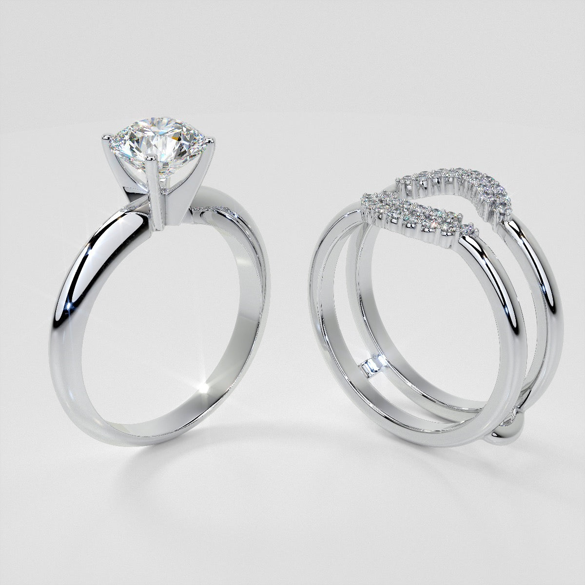 1/5 CTW Lab Grown Diamond Crescent Nesting Ring Guard Enhancer Wedding Band