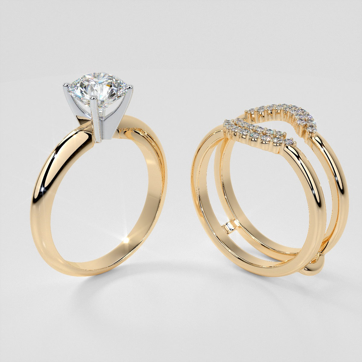 1/5 CTW Lab Grown Diamond Crescent Nesting Ring Guard Enhancer Wedding Band