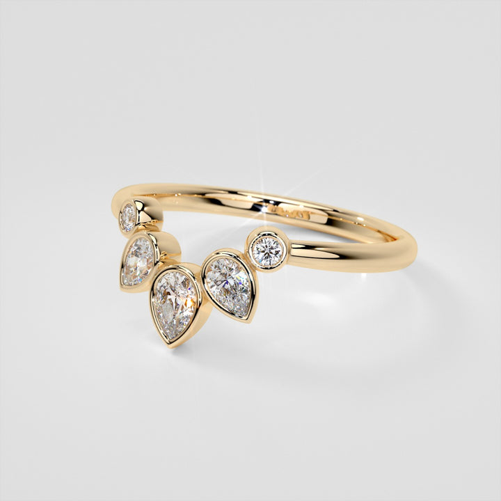 3/8 CTW Lab Grown Diamond Rose Petal Arc Contour band