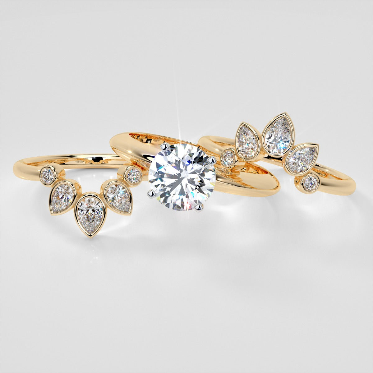 3/8 CTW Lab Grown Diamond Rose Petal Arc Contour band