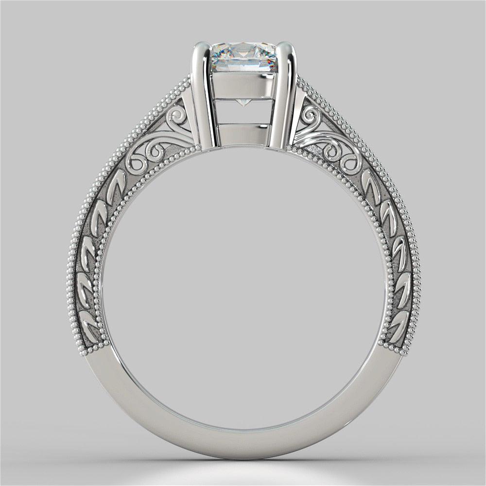 Filigree Cushion Cut Trio Wedding Set