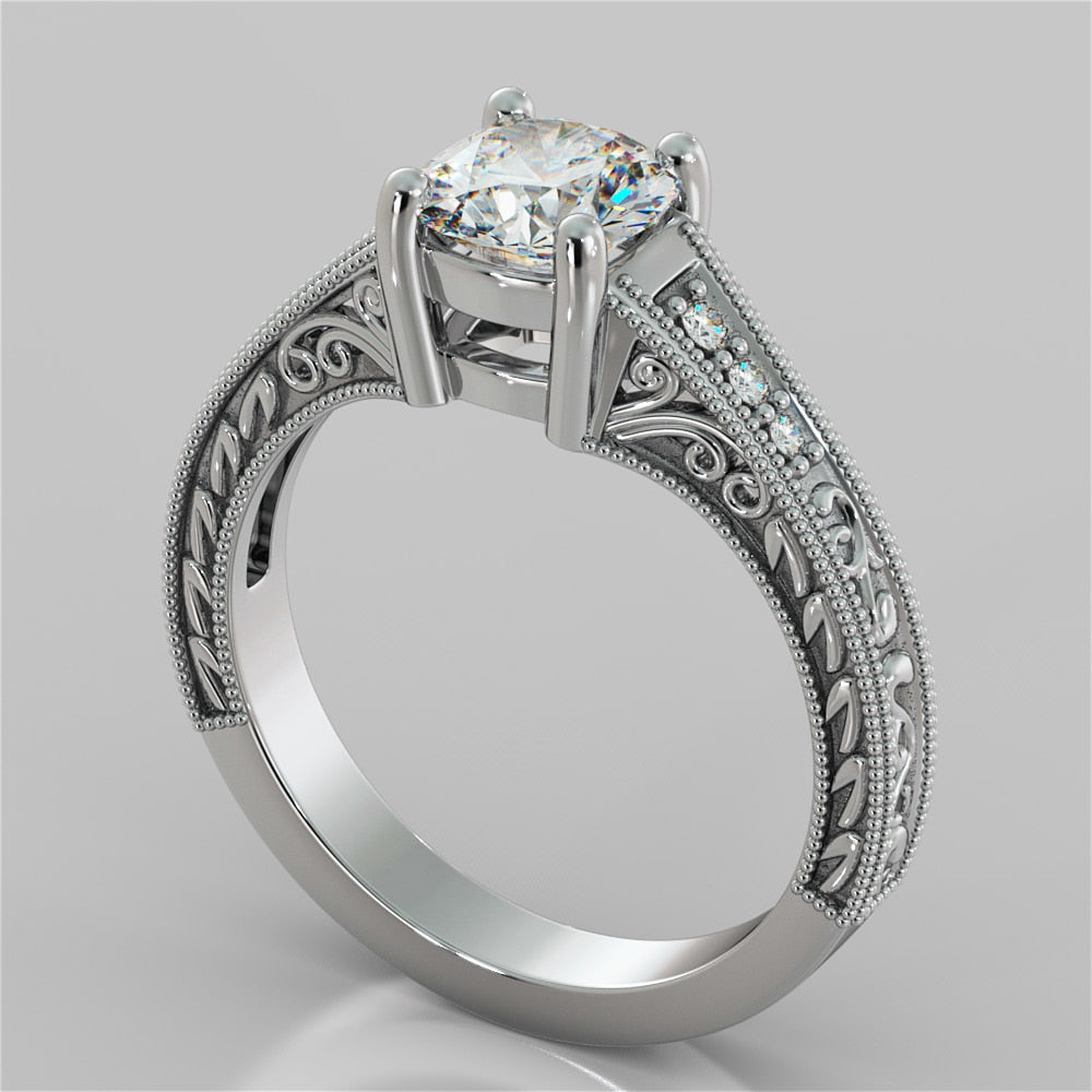 1.5Ct Cushion Cut Lab Grown Diamond Filigree Engagement Ring
