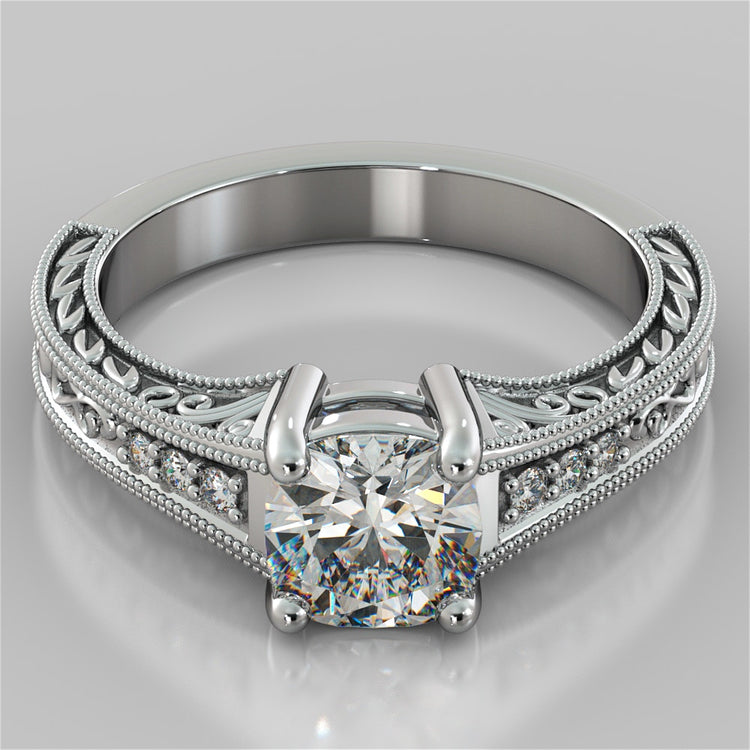 Cushion Cut Filigree Engagement Ring